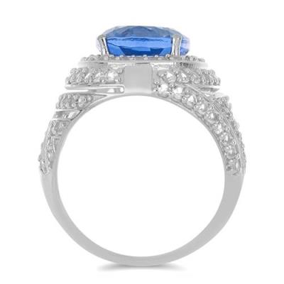 BUY 925  SILVER REAL COLOUR CHANGE FLOURITE WITH WHITE ZIRCON GEMSTONE BIG STONE RING